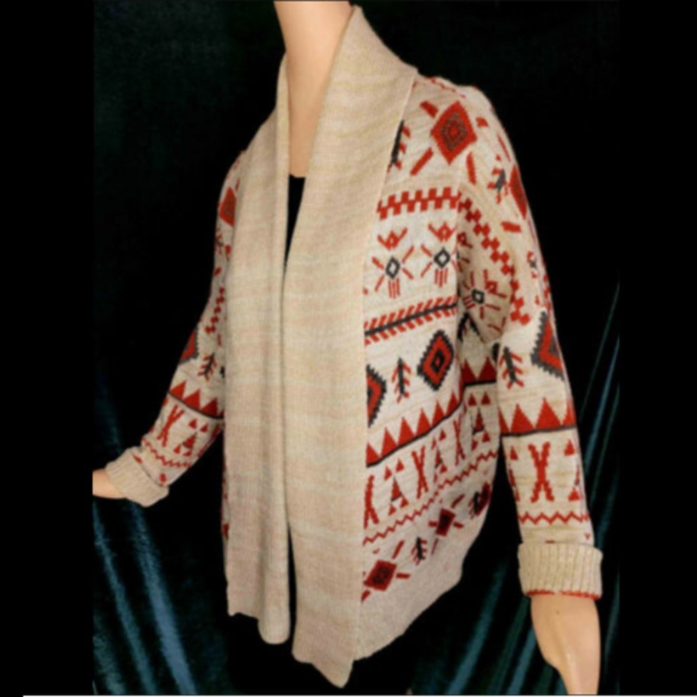 ROXY Aztec Open Front Knit Cardigan